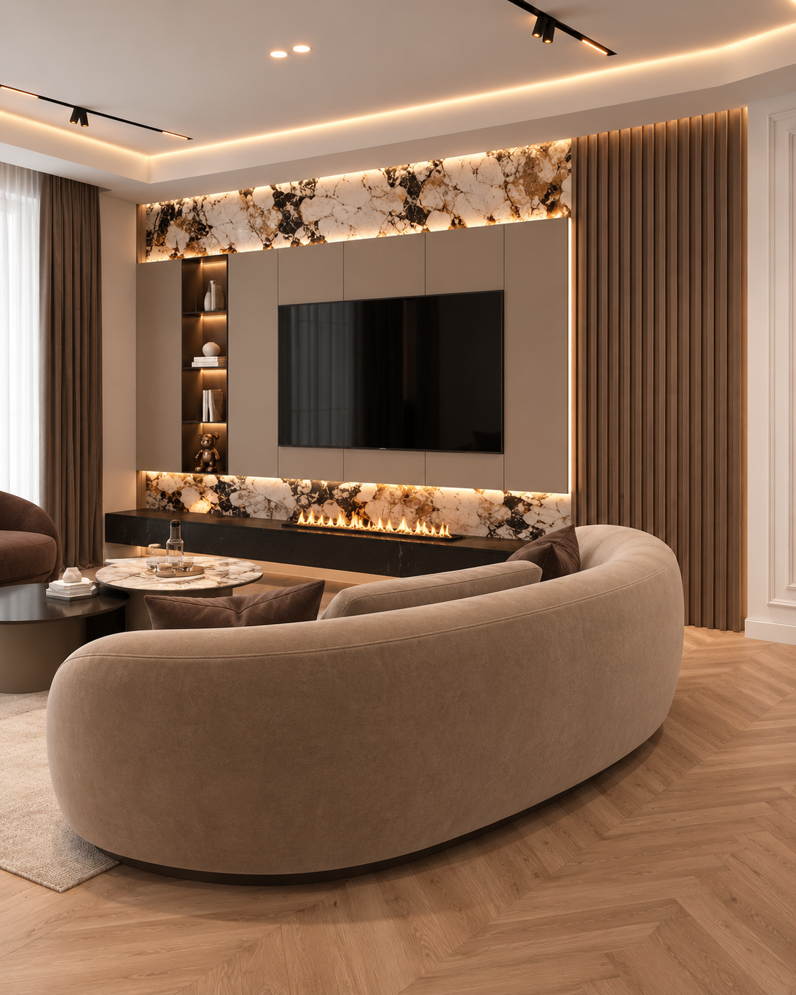 Apartment Interior 75 m² — Dark Warm Modern Gallery